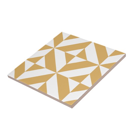 Deep Cool Gold Geometric Deco Cube Patroon Tegeltje (Zijkant)