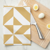 Deep Cool Gold Geometric Deco Cube Patroon Theedoek (Quarter Fold)