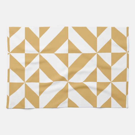 Deep Cool Gold Geometric Deco Cube Patroon Theedoek (Horizontaal)