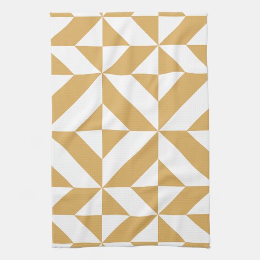 Deep Cool Gold Geometric Deco Cube Patroon Theedoek (Verticaal)