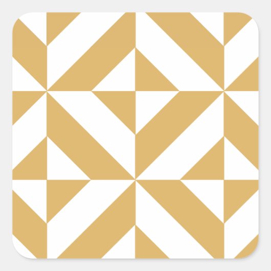 Deep Cool Gold Geometric Deco Cube Patroon Vierkante Sticker (Voorkant)