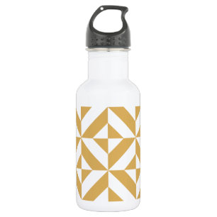 Deep Cool Gold Geometric Deco Cube Patroon Waterfles