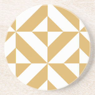 Deep Cool Gold Geometric Deco Cube Patroon Zandsteen Onderzetter