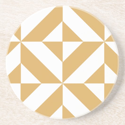 Deep Cool Gold Geometric Deco Cube Patroon Zandsteen Onderzetter (Voorkant)