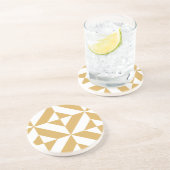 Deep Cool Gold Geometric Deco Cube Patroon Zandsteen Onderzetter (Zijkant)