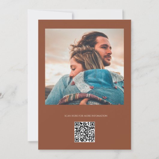 Deep Copper Minimalist Modern Calligraphy Wedding Kaart (Achterkant)