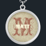 Deep Coral  Damask Monogram Ketting<br><div class="desc"></div>