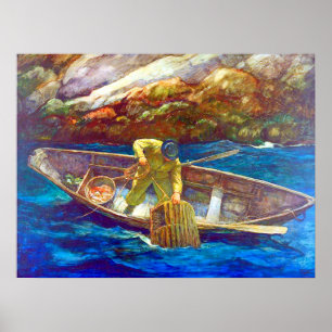 Deep Cove Lobster Man N.C. Wyeth ca. 1938 Poster