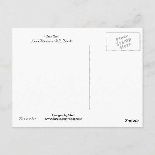 Deep Cove, Vancouver, BV. Briefkaart (Achterkant)