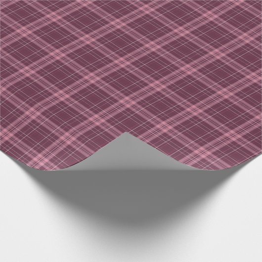 Deep Cranberry Red Tartan Plaid Cadeaupapier (Hoek)