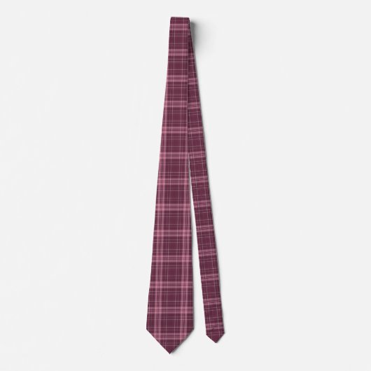 Deep Cranberry Red Tartan Plaid Stropdas (Voorkant)
