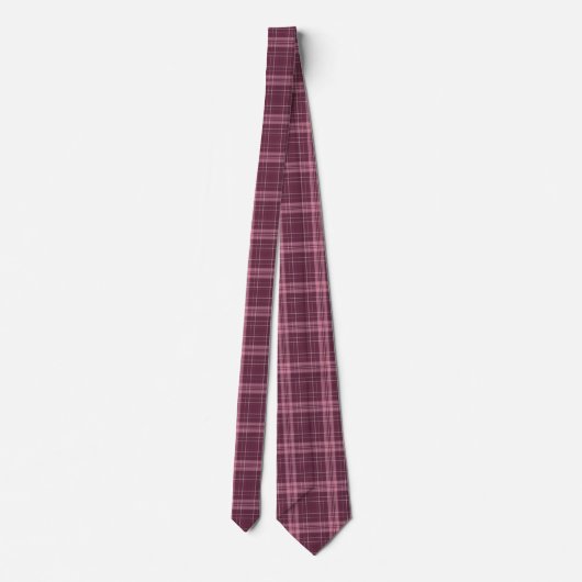 Deep Cranberry Red Tartan Plaid Stropdas (Achterkant)