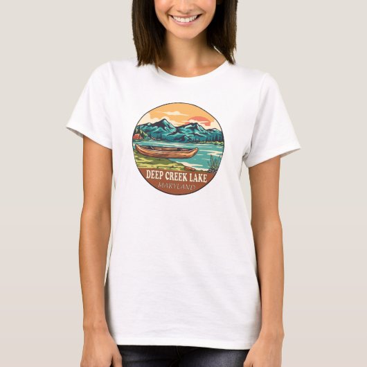 Deep Creek Lake Maryland Boating Vist Embleem T-shirt (Voorkant)