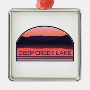 Deep Creek Lake Maryland Red Sunrise Metalen Ornament