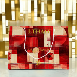 Deep Crimson Abstract geometrisch Groot Cadeauzakje