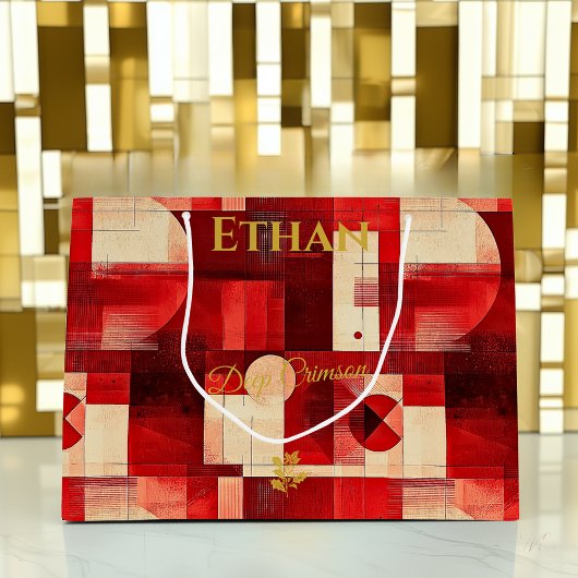 Deep Crimson Abstract geometrisch Groot Cadeauzakje