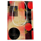 Deep Crimson & Black Geometric Art Gift Bag Medium Cadeauzakje (Voorkant)