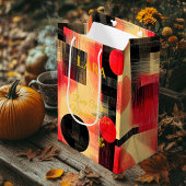 Deep Crimson & Black Geometric Art Gift Bag Medium Cadeauzakje