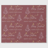 Deep Crimson Doodle Kerstboom Rendier Sterren Cadeaupapier (Vlak)