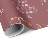 Deep Crimson Doodle Kerstboom Rendier Sterren Cadeaupapier (Rol Hoek)