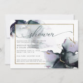 Deep Cyaan Muted Smokey Paarse Abstracte Waterverf Kaart (Voorkant)