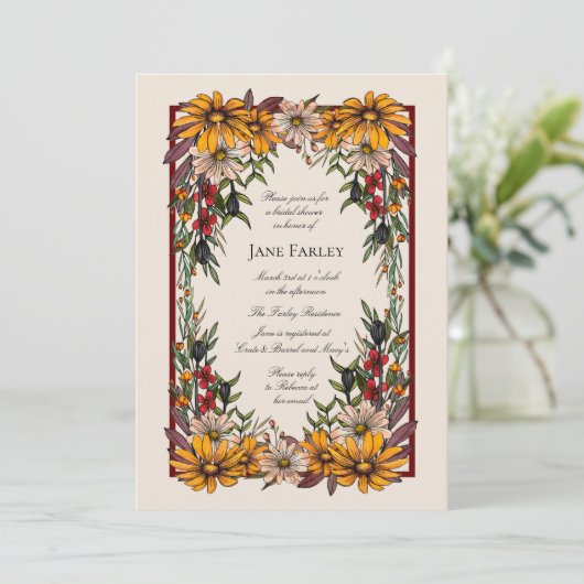 Deep Daisy Hues Uitnodiging (Staand voorkant)