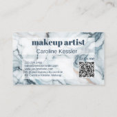 Deep Dark Blauwgroen Blauw Grijs Roos Goud Marmere Visitekaartje (Achterkant)