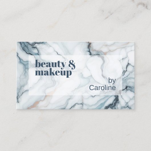 Deep Dark Blauwgroen Blauw Grijs Roos Goud Marmere Visitekaartje (Voorkant)