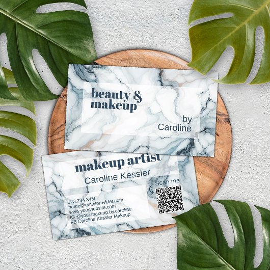 Deep Dark Blauwgroen Blauw Grijs Roos Goud Marmere Visitekaartje