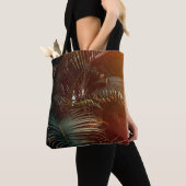 Deep dark green palm leaves pattern with bright or tote bag (Dichtbij)