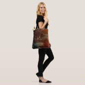 Deep dark green palm leaves pattern with bright or tote bag (Op model)