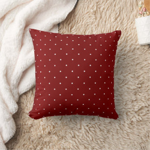 Deep Dark Red en Tiny White Polka Dots Kussen