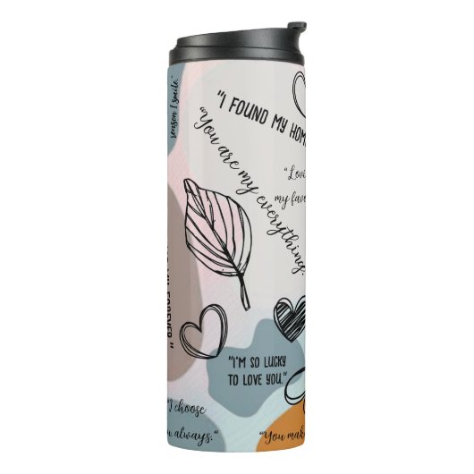 Deep Declaration Love Doodles Minimalistisch Abstr Thermosbeker (Gedraaid links)