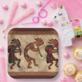 Deep Desert Colors Soutwestern Kokopelli Trio Papieren Bordje (Feest)