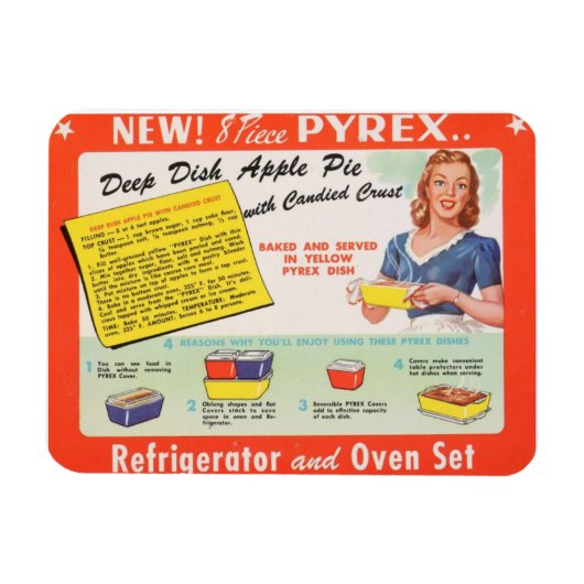 Deep Dish Apple Pie Recipe  Pyrex Magneet (Horizontaal)