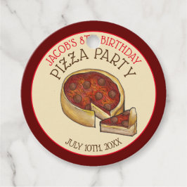 Deep Dish Pepperoni Pizza Pie Birthday Party Bedankjes Labels