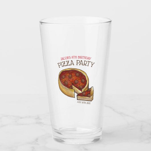 Deep Dish Pepperoni Pizza Pie Birthday Party Glas (Voorkant)