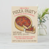 Deep Dish Pepperoni Pizza Pie Birthday Party Kaart (Staand voorkant)