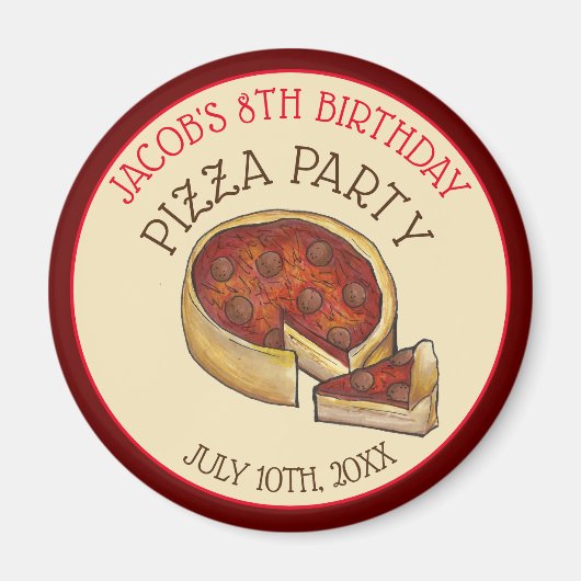 Deep Dish Pepperoni Pizza Pie Birthday Party Magneet (Voorkant)