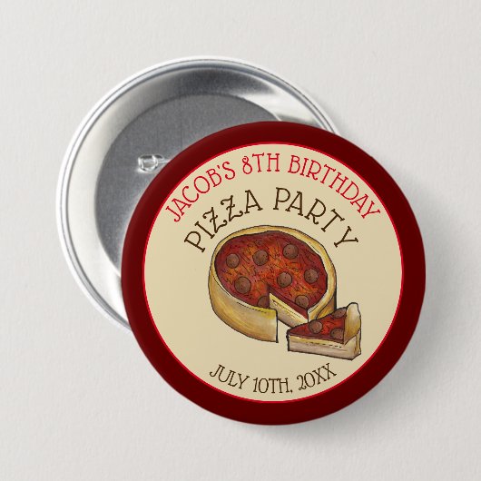 Deep Dish Pepperoni Pizza Pie Birthday Party Ronde Button 7,6 Cm (Voorkant /achterkant)