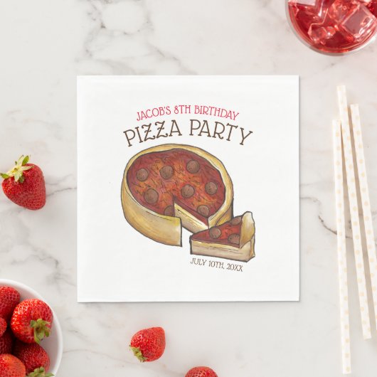 Deep Dish Pepperoni Pizza Pie Birthday Party Servet (Insitu)
