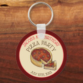 Deep Dish Pepperoni Pizza Pie Birthday Party Sleutelhanger (Voorkant)