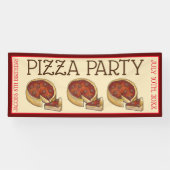 Deep Dish Pepperoni Pizza Pie Birthday Party Spandoek (Horizontaal)
