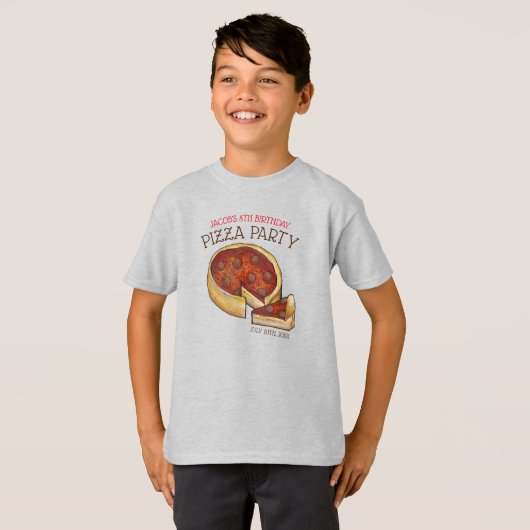 Deep Dish Pepperoni Pizza Pie Birthday Party T-shirt (Voorkant volledig)