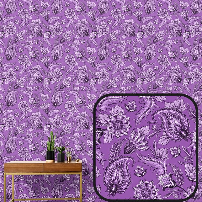 Deep Dusky Paarse Bloemen Paisley Elegant Behang (Creator heeft geüpload)