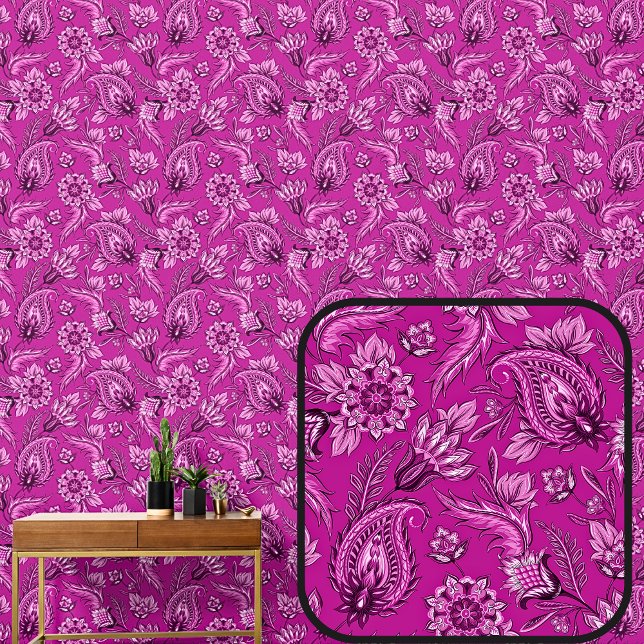 Deep Dusky Pink Floral Paisley Elegant Behang (Creator heeft geüpload)