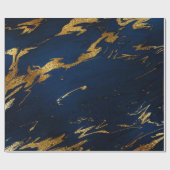 Deep Earth Gold Marble Blue Navy Cadeaupapier (Vlak)