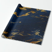 Deep Earth Gold Marble Blue Navy Cadeaupapier (Uitgerold)