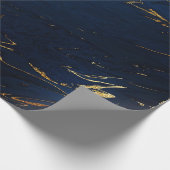 Deep Earth Gold Marble Blue Navy Cadeaupapier (Hoek)
