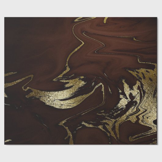 Deep Earth Gold Marble Brown Abstract Cadeaupapier (Vlak)